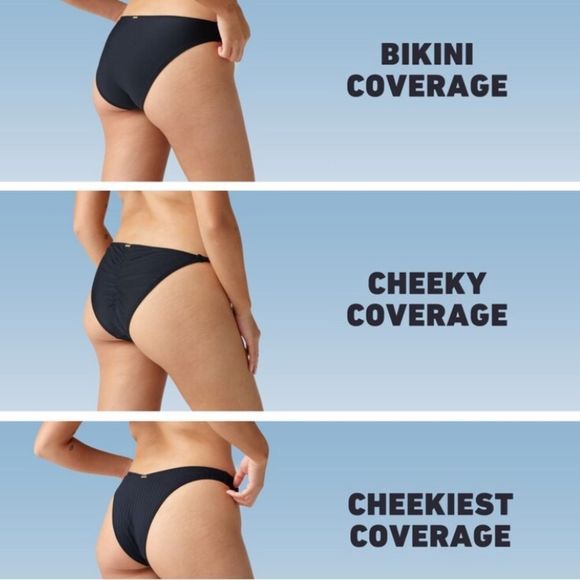 NWT - Hollister Women’s Smocked Ruffle Side-Tie Cheeky Bikini Bottom (Olive, XS) - Picture 4 of 8